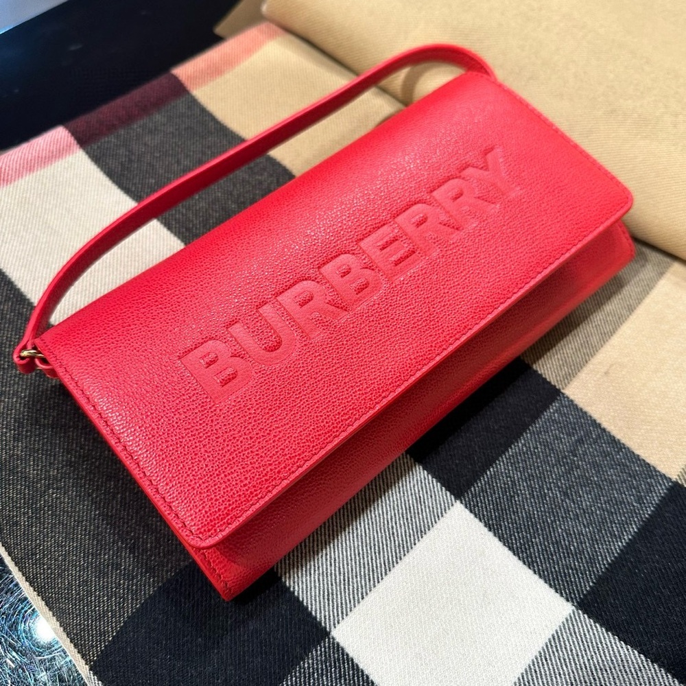 Burberry Red Leather Clutch